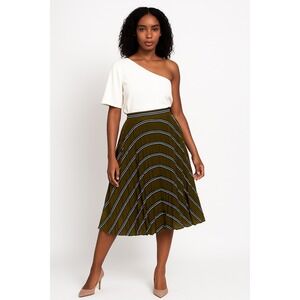 English Factory Olive Pleated Midi Skirt XS